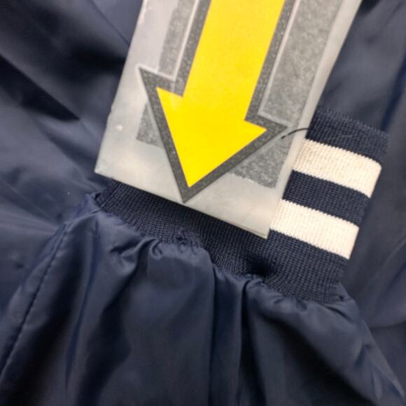 Vintage 70s Win Wear Nylon Varsity Button Lined Jacket Men Large Navy Blue Snap - Picture 12 of 16